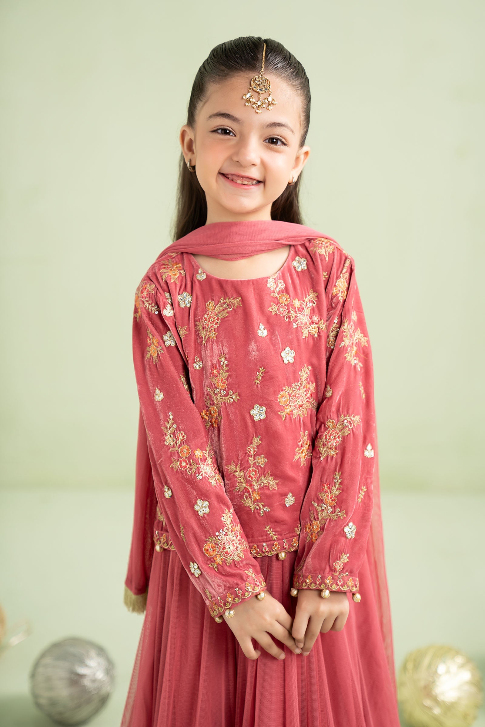 3 Piece Embroidered Velvet Suit - Kids Clothes - available at Maria Faisal in UK and USA