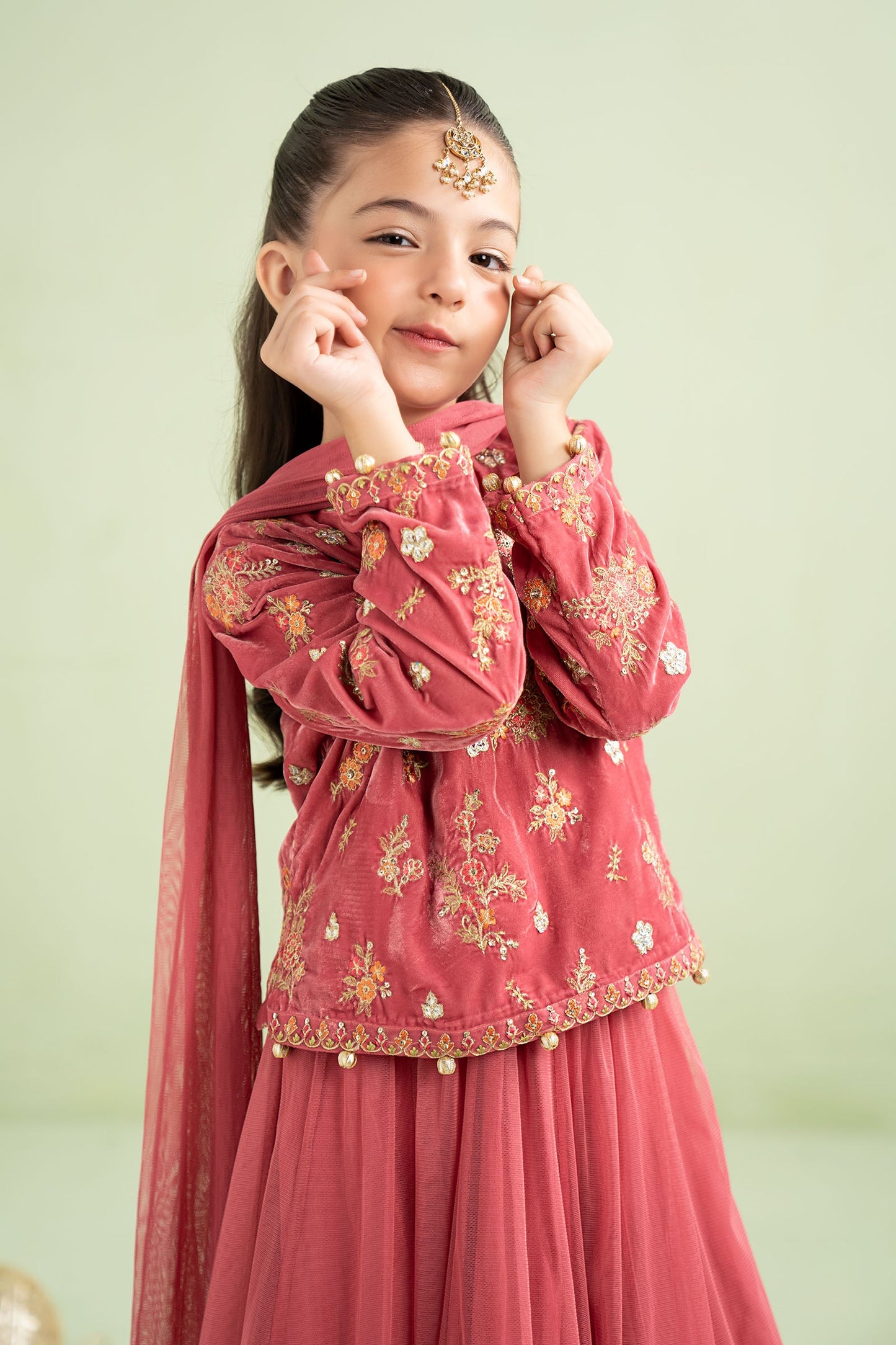 3 Piece Embroidered Velvet Suit - Kids Clothes - available at Maria Faisal in UK and USA
