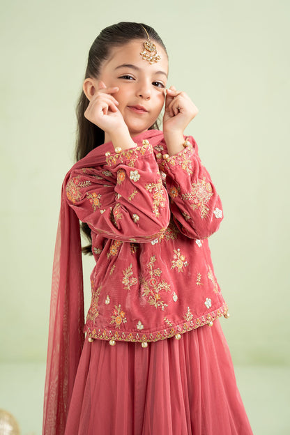 3 Piece Embroidered Velvet Suit - Kids Clothes - available at Maria Faisal in UK and USA