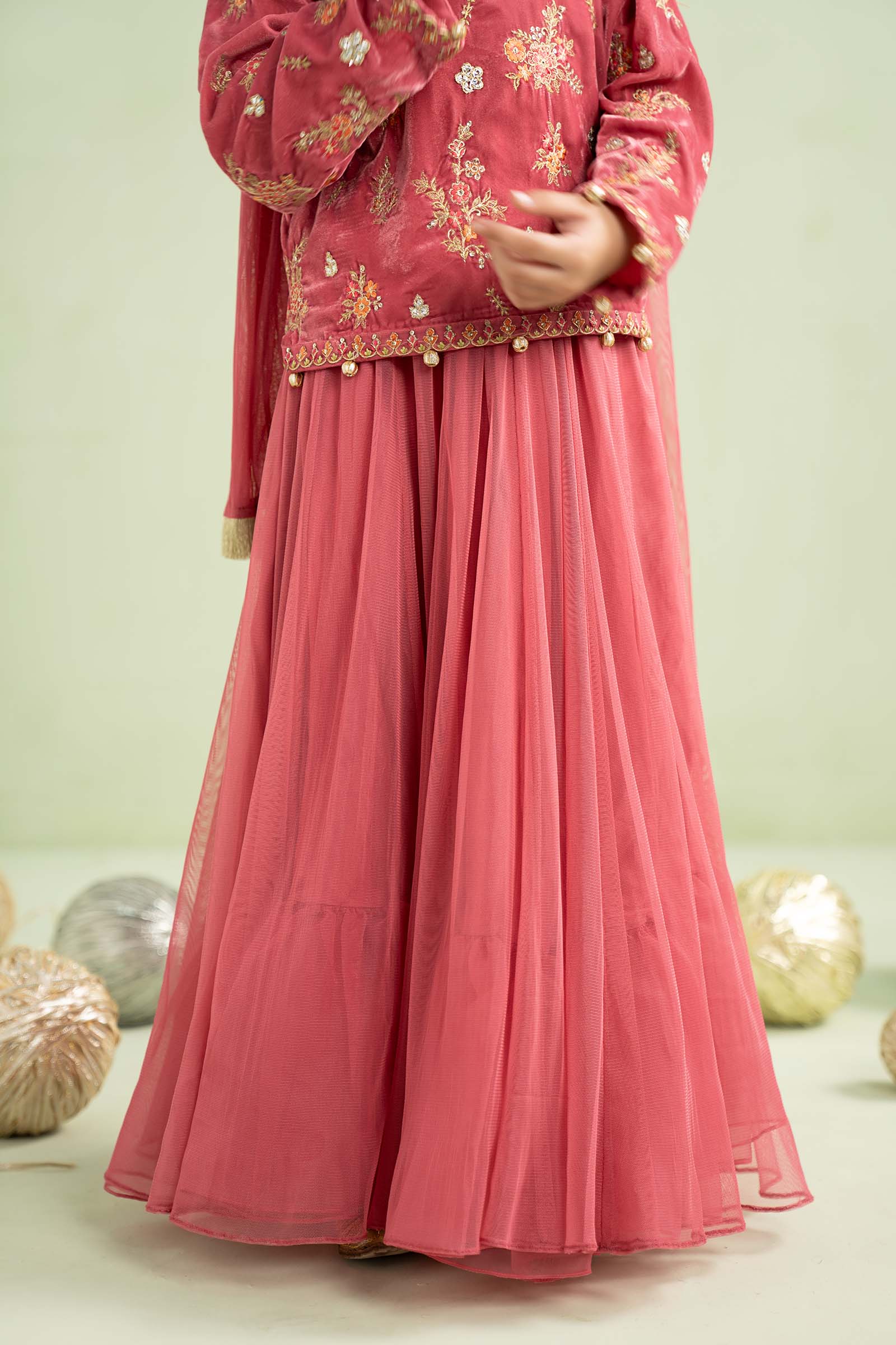 3 Piece Embroidered Velvet Suit - Kids Clothes - available at Maria Faisal in UK and USA
