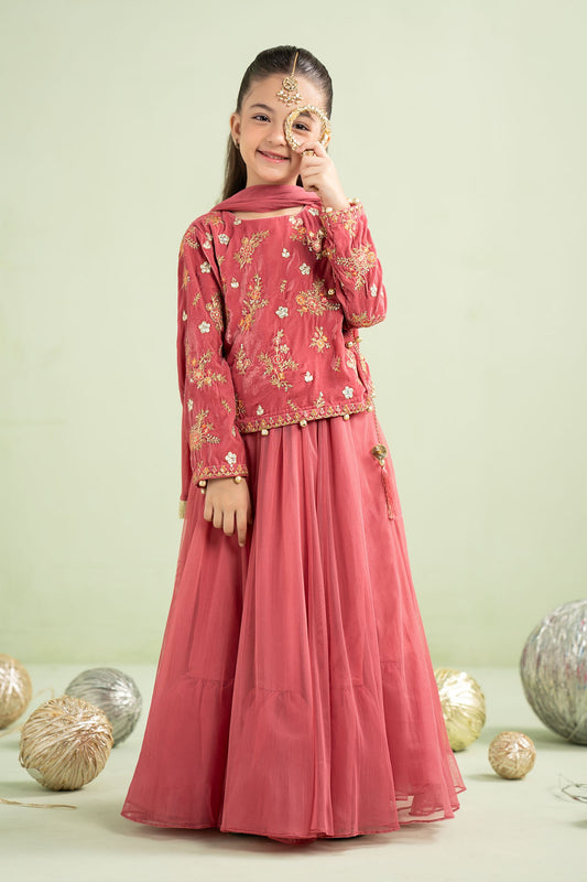 3 Piece Embroidered Velvet Suit - Kids Clothes - available at Maria Faisal in UK and USA
