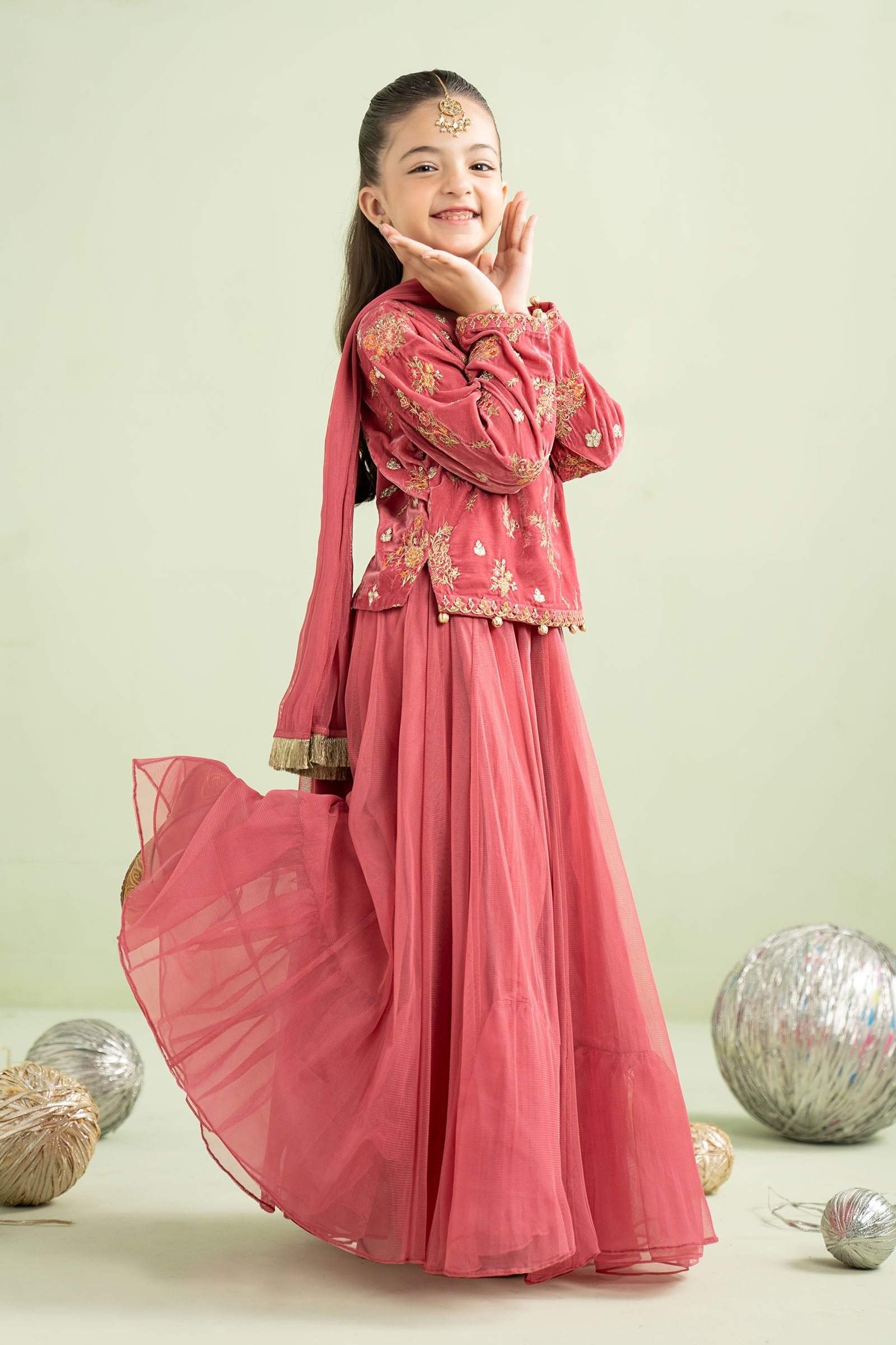 3 Piece Embroidered Velvet Suit - Kids Clothes - available at Maria Faisal in UK and USA