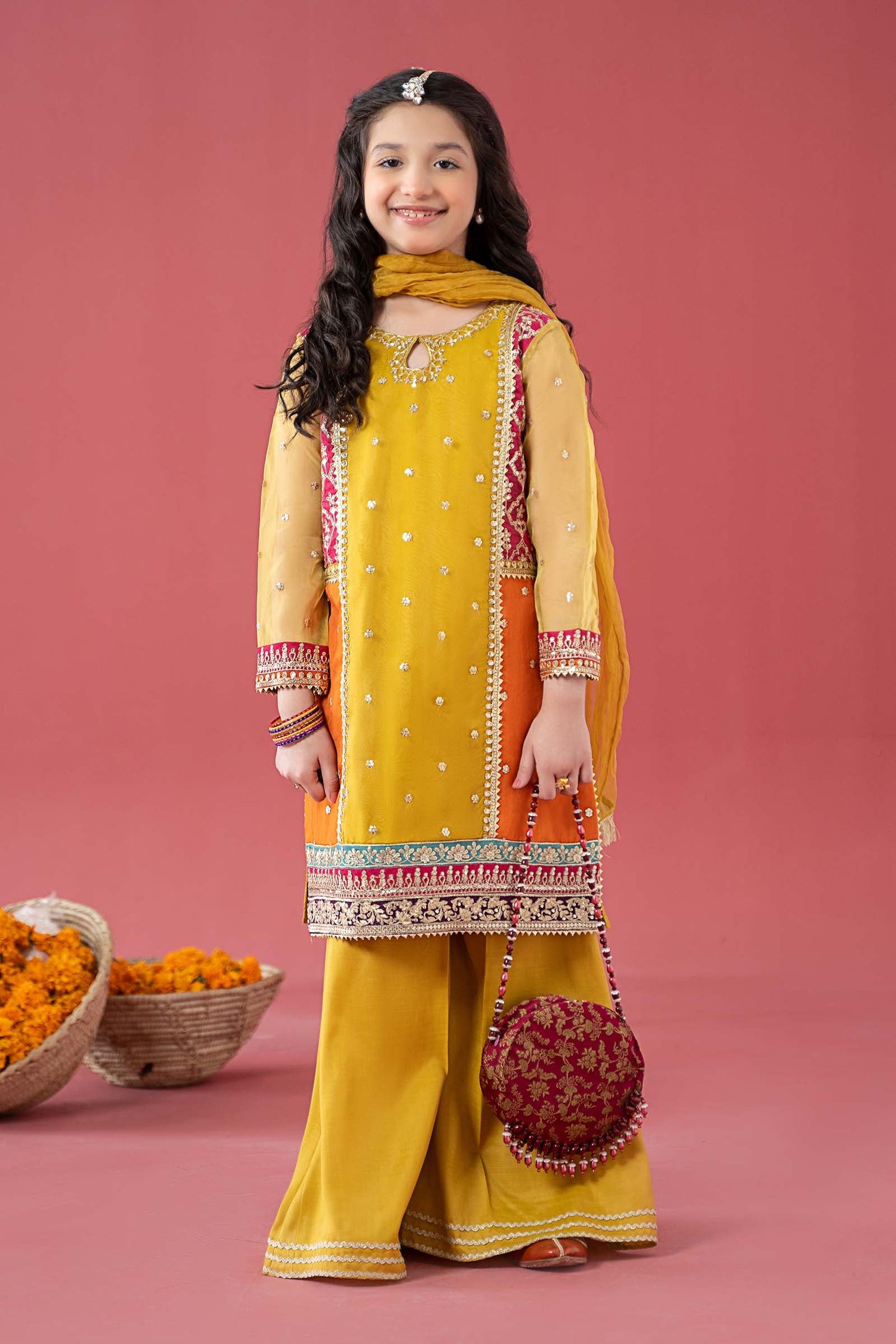 3 Piece Embroidered Poly Organza Suit - Kids Clothes - available at Maria Faisal in UK and USA