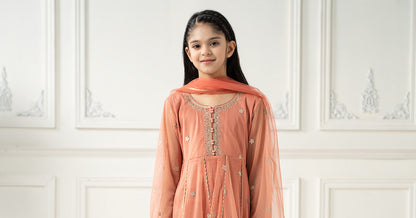 3 Piece Embroidered Polyester Net Suit - Kids Clothes - available at Maria Faisal in UK and USA
