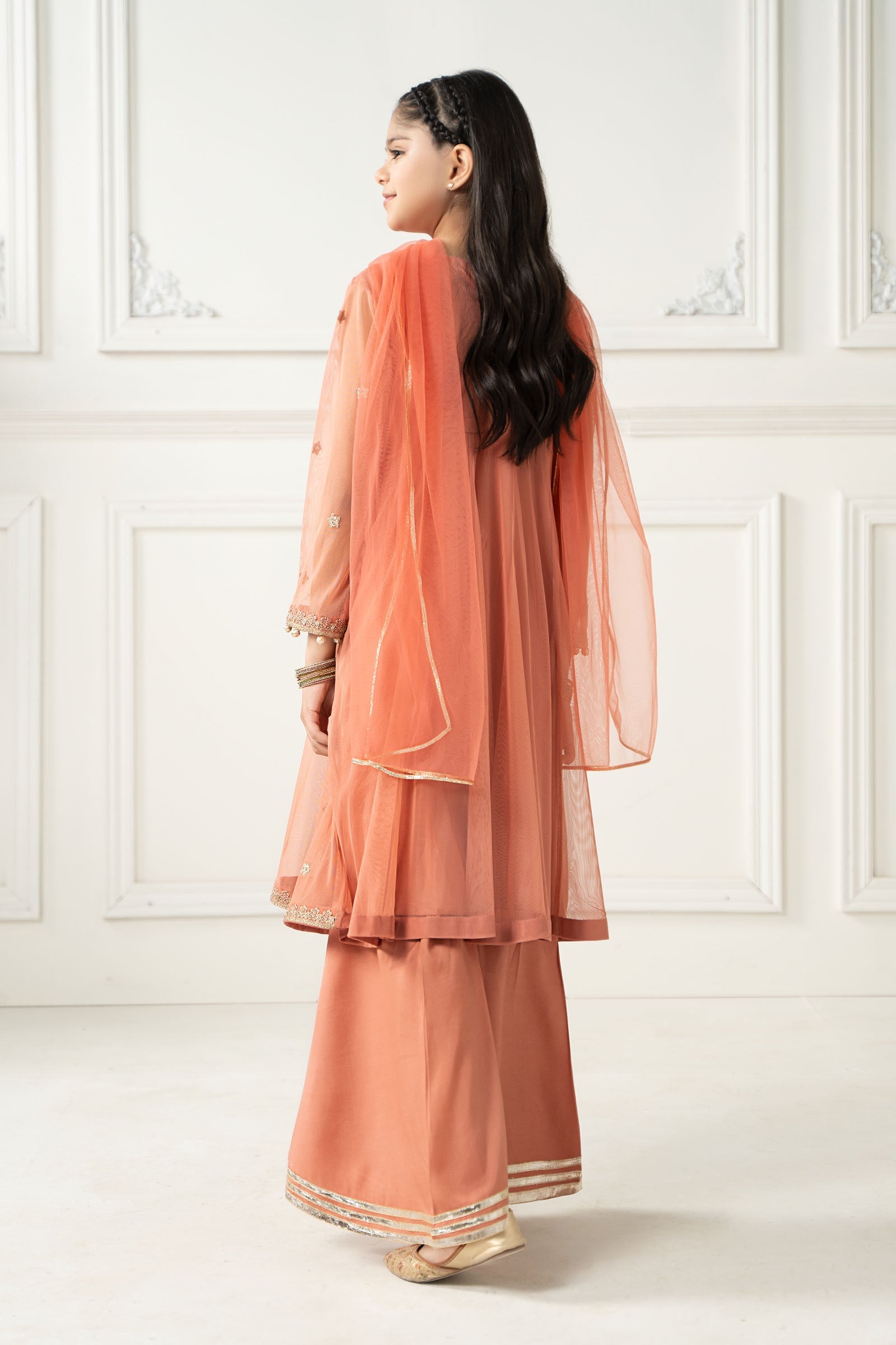 3 Piece Embroidered Polyester Net Suit - Kids Clothes - available at Maria Faisal in UK and USA