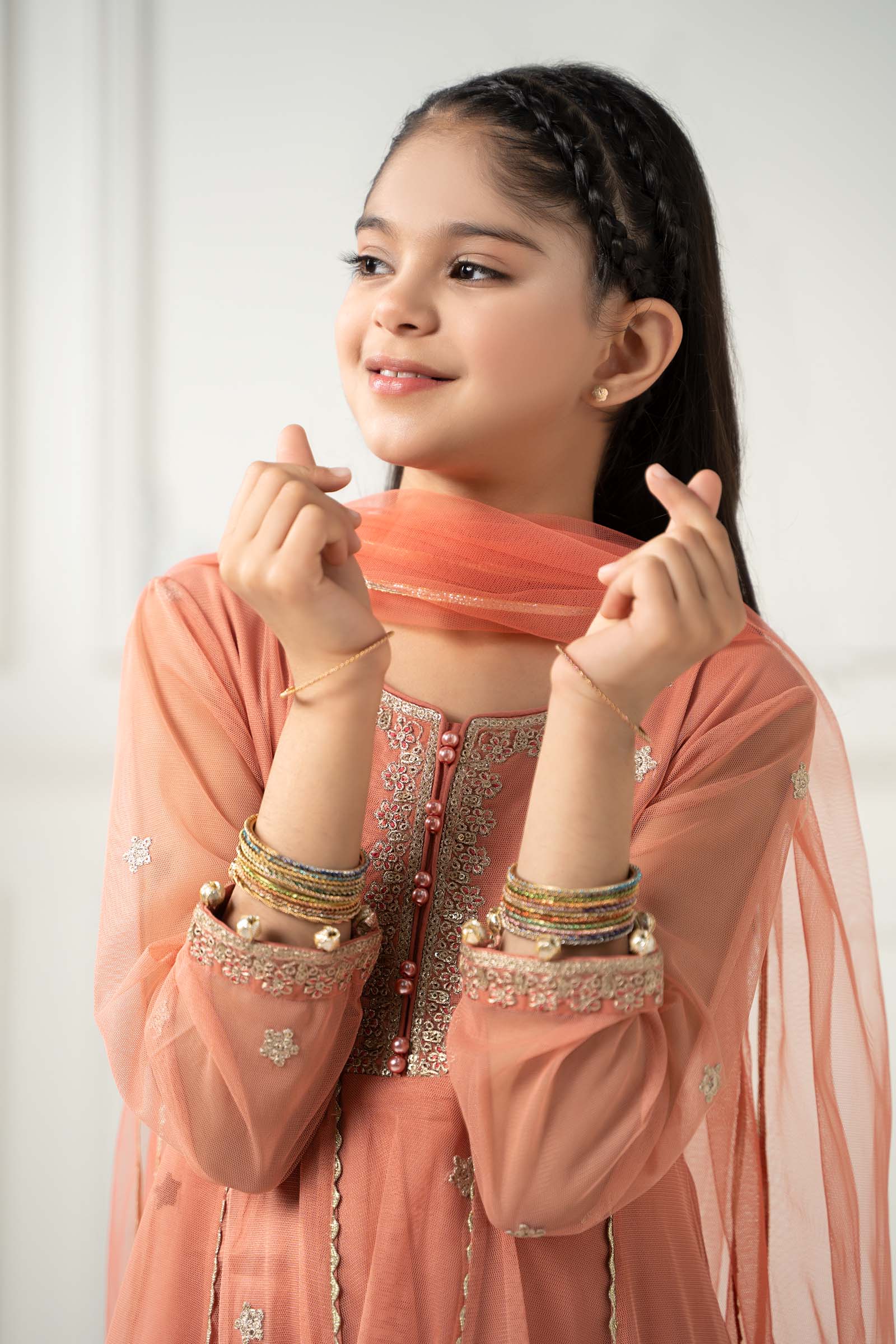 3 Piece Embroidered Polyester Net Suit - Kids Clothes - available at Maria Faisal in UK and USA