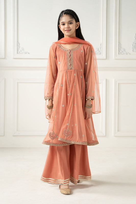 3 Piece Embroidered Polyester Net Suit - Kids Clothes - available at Maria Faisal in UK and USA