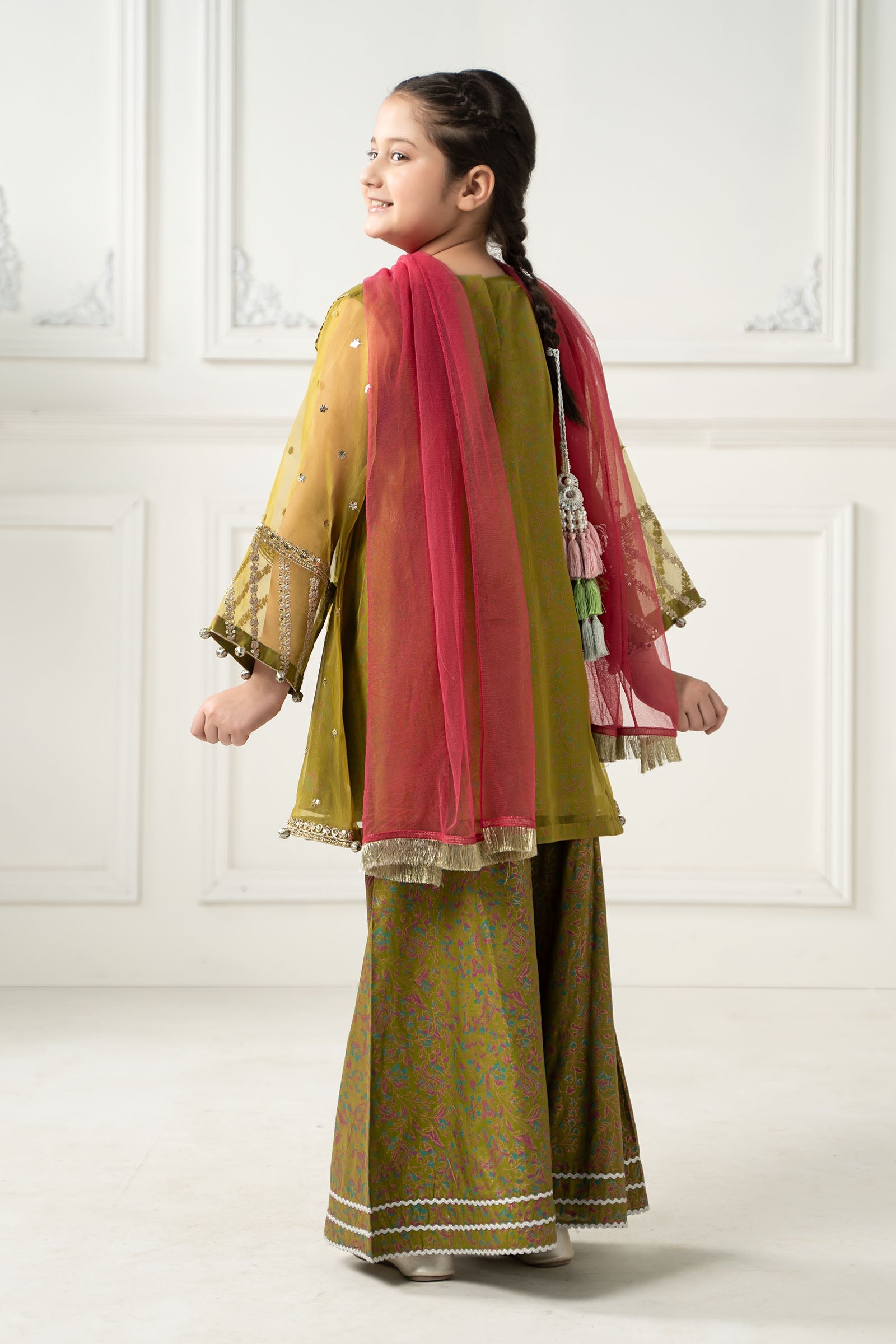 3 Piece Embroidered Poly Organza Suit - Kids Clothes - available at Maria Faisal in UK and USA