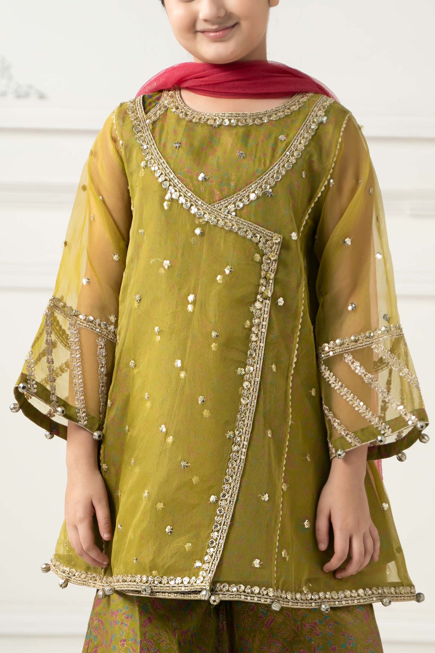 3 Piece Embroidered Poly Organza Suit - Kids Clothes - available at Maria Faisal in UK and USA