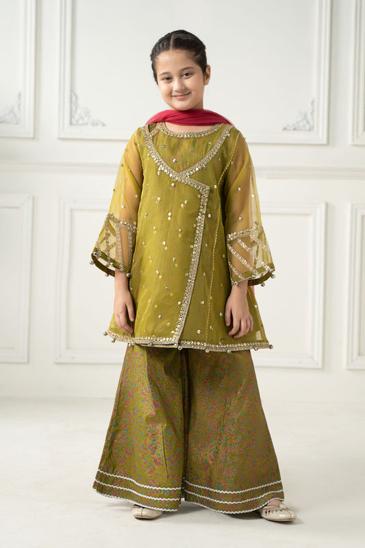 3 Piece Embroidered Poly Organza Suit - Kids Clothes - available at Maria Faisal in UK and USA