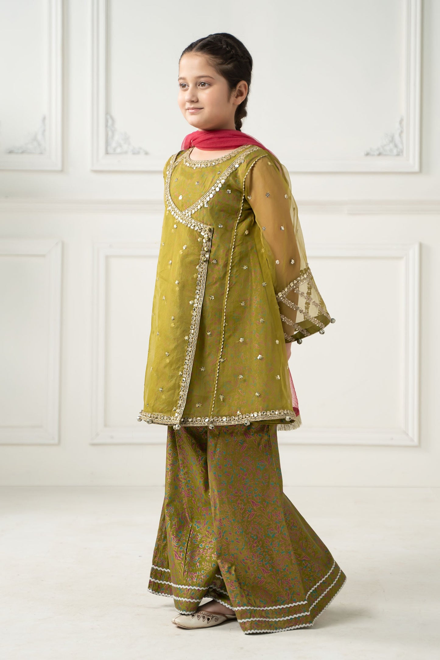 3 Piece Embroidered Poly Organza Suit - Kids Clothing - available at Maria Faisal in UK and USA.