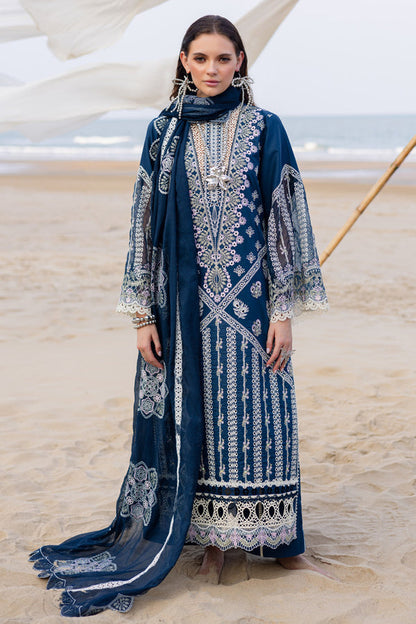 Marjjan | Mavi Lawn | MLL-19 A (TEAL BLUE) - Ladies Clothes - Maria Faisal