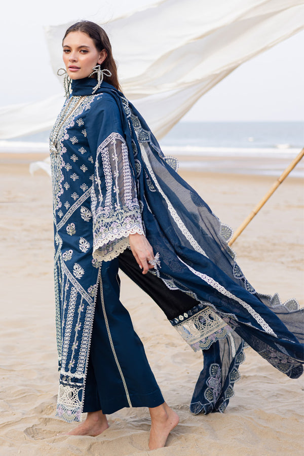 Marjjan | Mavi Lawn | MLL-19 A (TEAL BLUE) - Ladies Clothes - Maria Faisal