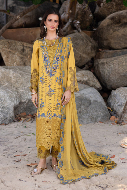 Marjjan | Mavi Lawn | MLL-23 B (MUSTARD) - Ladies Clothes - Maria Faisal