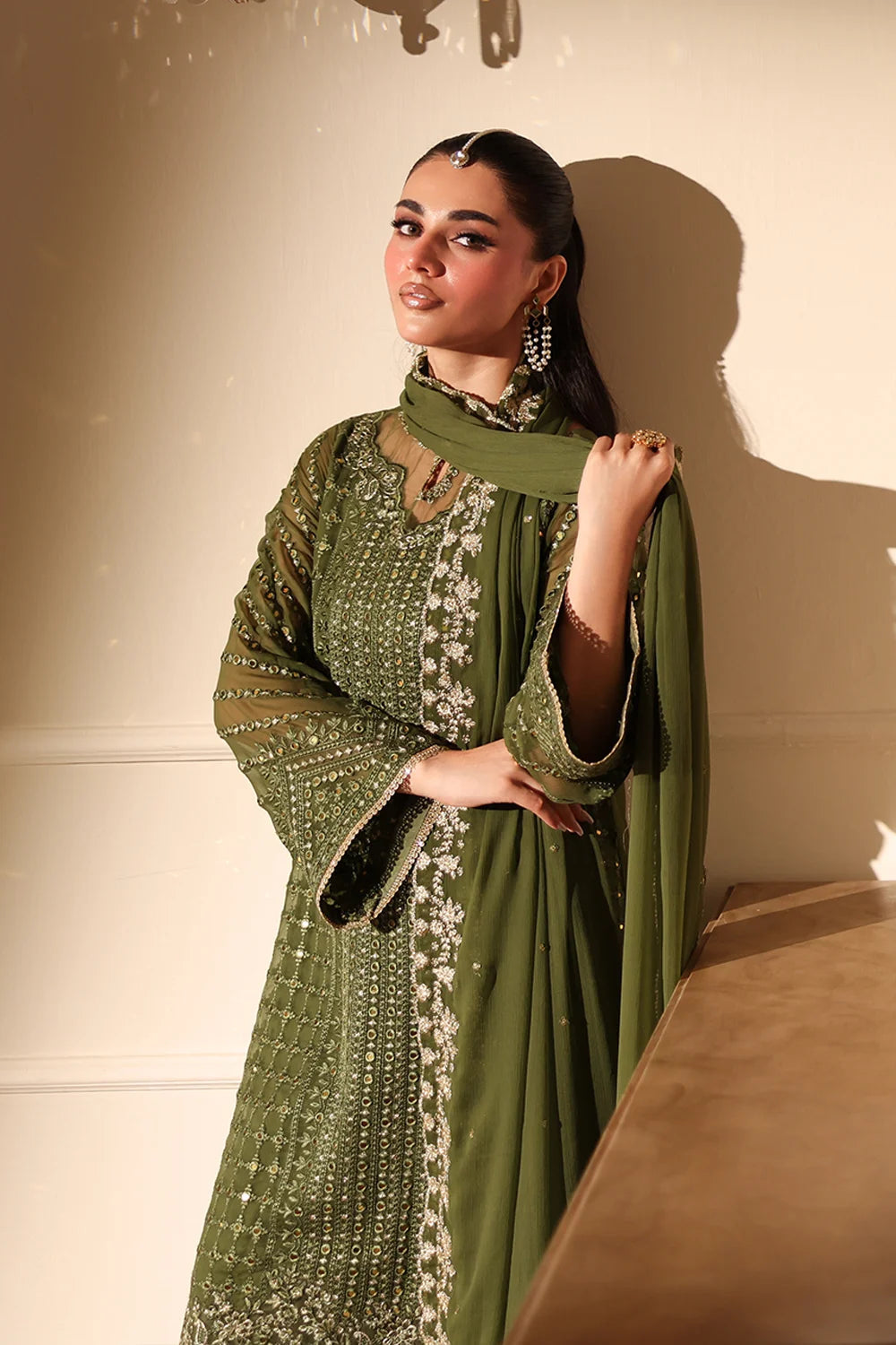 Azure | Ensembles | Moss Glow - Casual Dress - available at Maria Faisal in UK and USA.