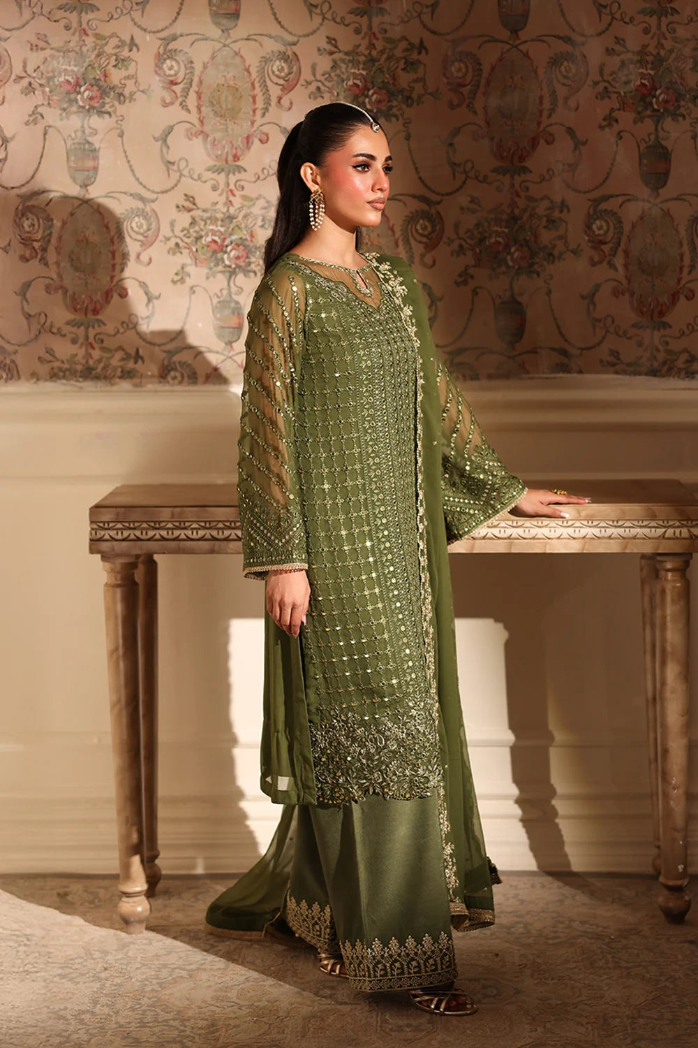 Azure | Ensembles | Moss Glow - Casual Dress - available at Maria Faisal in UK and USA.