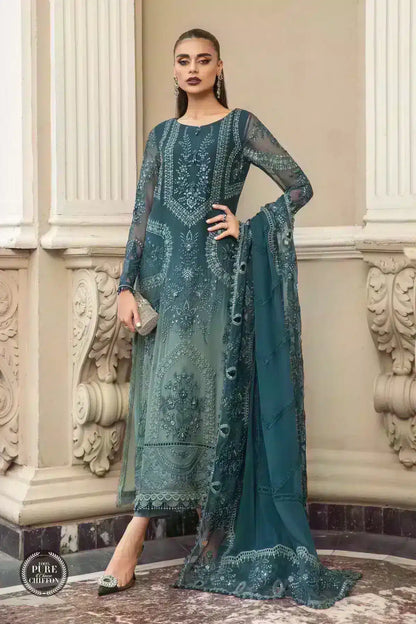 Maria B | Luxury Chiffon Collection | Teal Blue