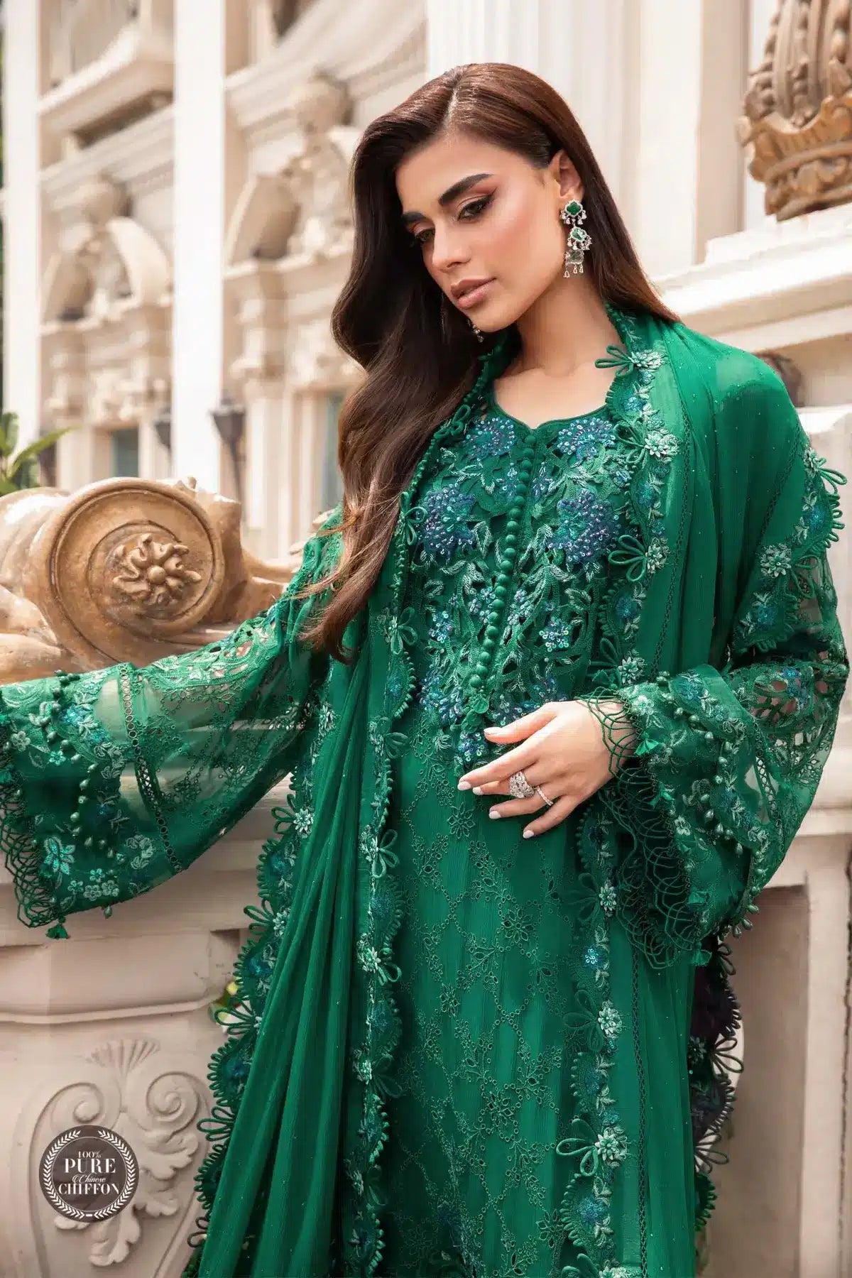 Maria B | Luxury Chiffon Collection | Emerald Green | Mariafaisal Maria B | Luxury Chiffon Collection | Emerald Green | Mariafaisal
