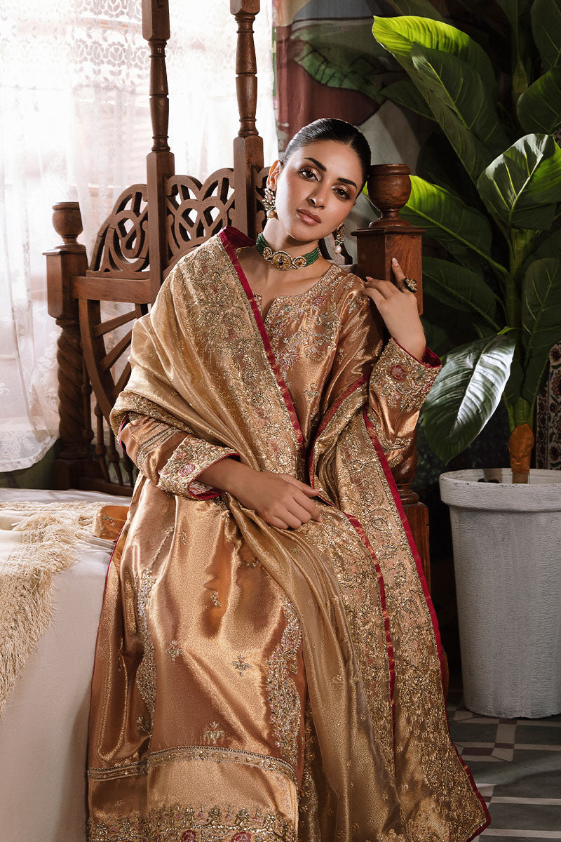 Mushq | Sunehri Lama Silk | Aleha - Formal Dress - available at Maria Faisal in UK and USA.