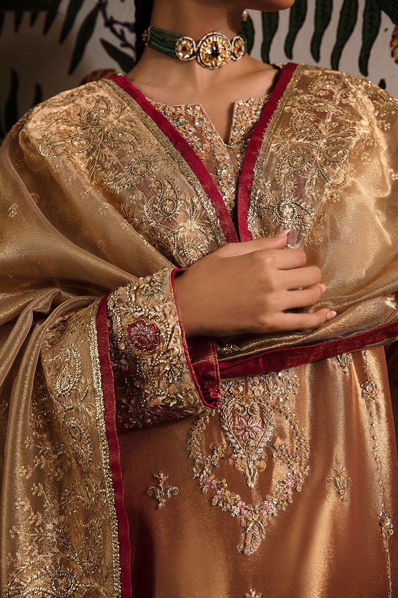 Mushq | Sunehri Lama Silk | Aleha - Formal Dress - available at Maria Faisal in UK and USA.