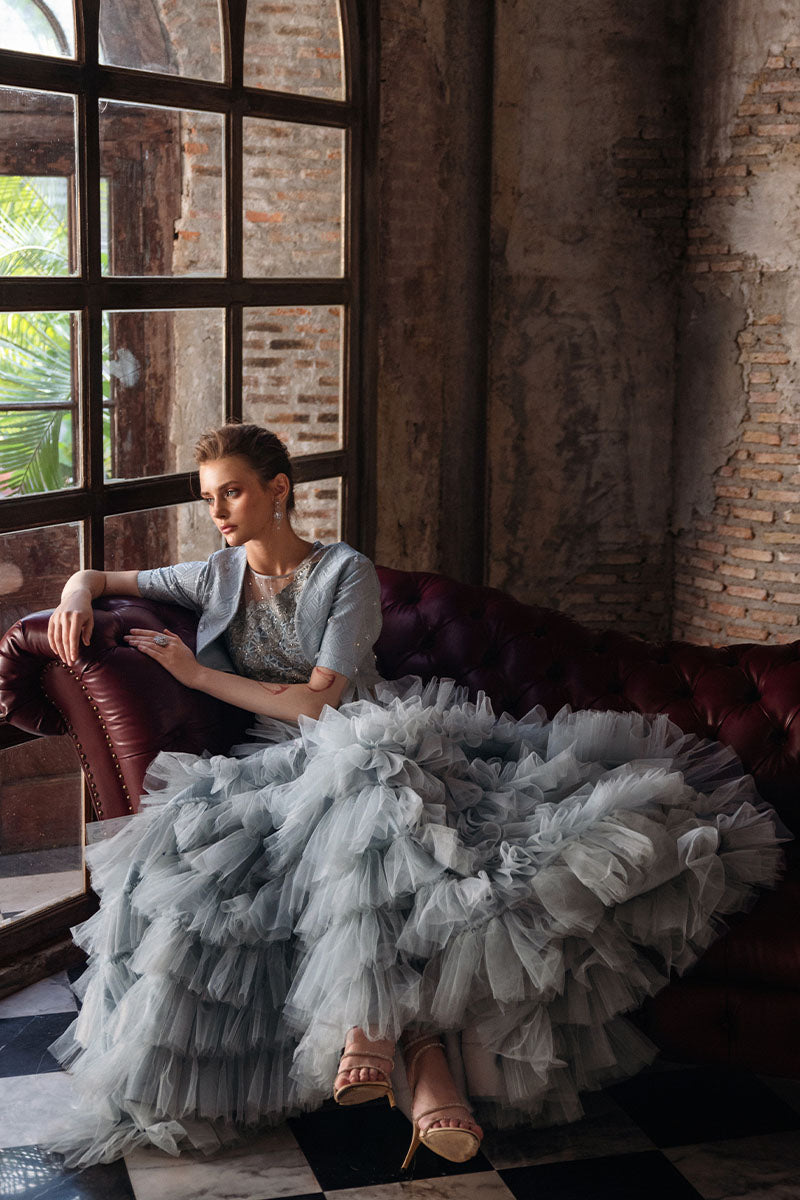 Mushq | Fusion Pret | SATORI - Designer Dress with Intricate embroidery and embellishments. Shop elegent wedding dress at Maria Faisal.