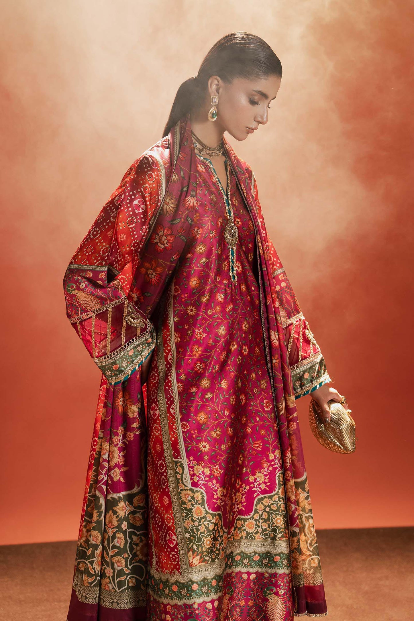 Maria B | Silk Prints | Satin Silk Suit SS-01 - Luxury Dress - available at Maria Faisal in UK and USA.