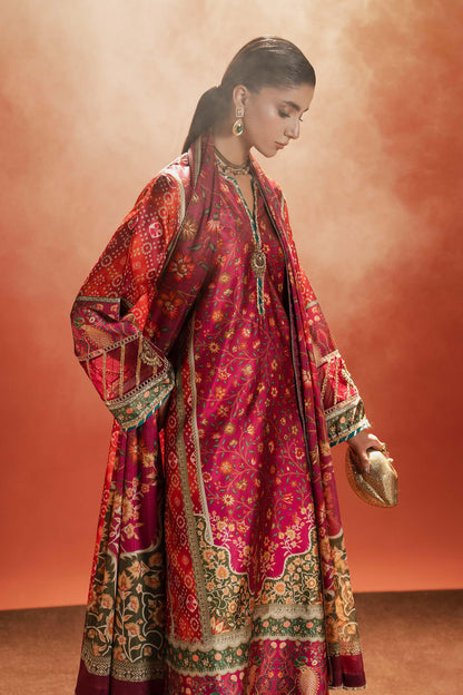 Maria B | Silk Prints | Satin Silk Suit SS-01 - Luxury Dress - available at Maria Faisal in UK and USA.