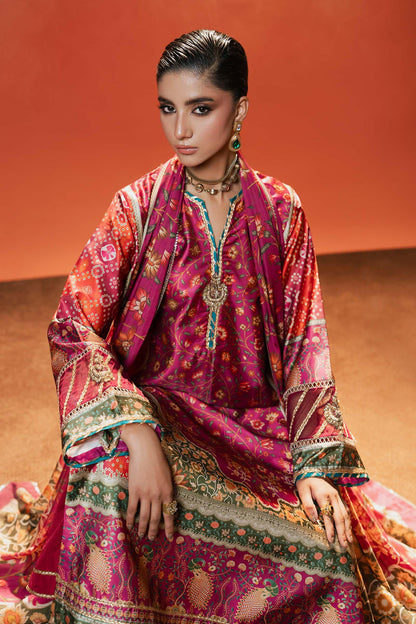 Maria B | Luxury Pret Pre Fall | MPS-EF26-01R1-Pink and Orange - Luxury Dress - available at Maria Faisal in UK and USA.