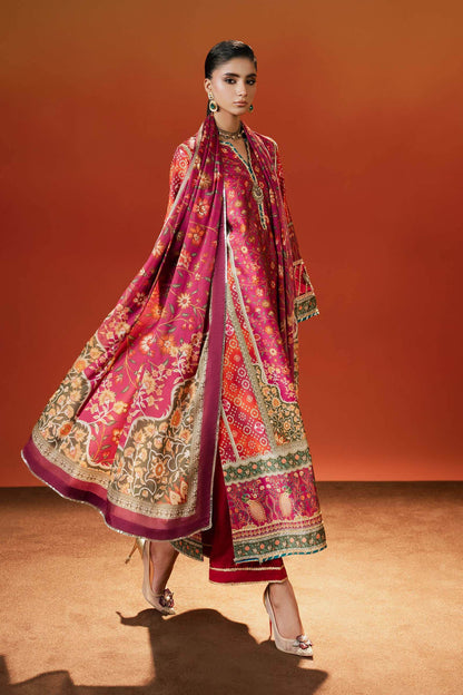 Maria B | Silk Prints | Satin Silk Suit SS-01 - Luxury Dress - available at Maria Faisal in UK and USA.