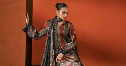 Maria B | Silk Prints | Satin Silk Suit SS-03 - Luxury Dress - available at Maria Faisal in UK and USA.