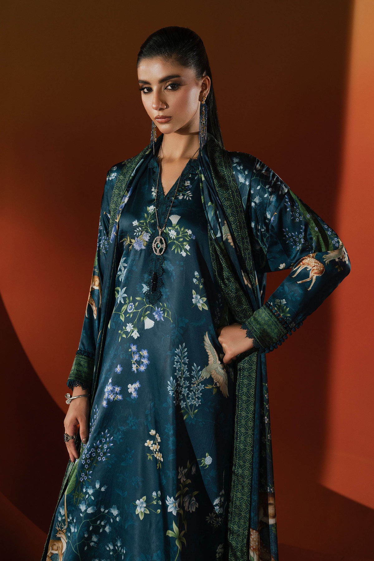 Maria B | Luxury Pret Pre Fall | MPS-EF26-05R1-Teal - Luxury Dress - available at Maria Faisal in UK and USA.