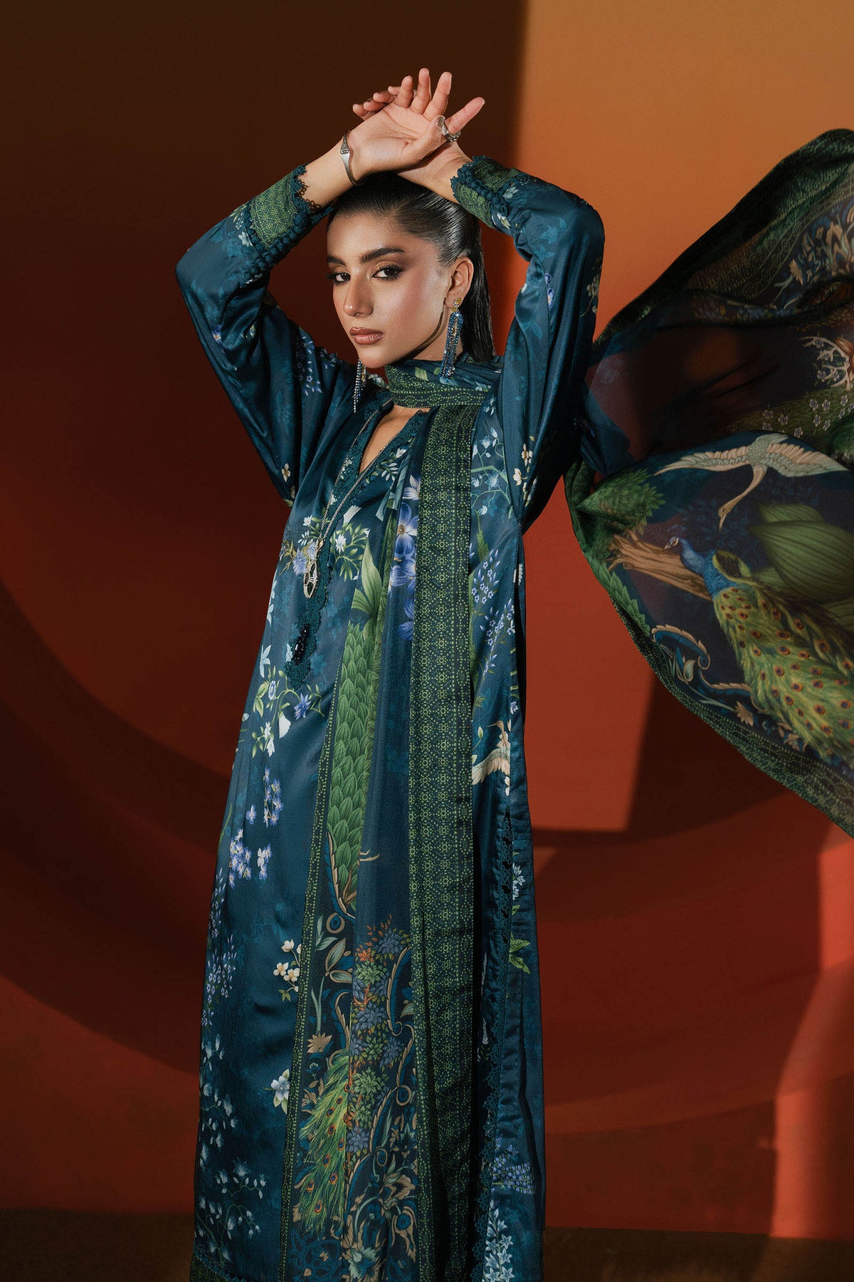 Maria B | Luxury Pret Pre Fall | MPS-EF26-05R1-Teal - Luxury Dress - available at Maria Faisal in UK and USA.