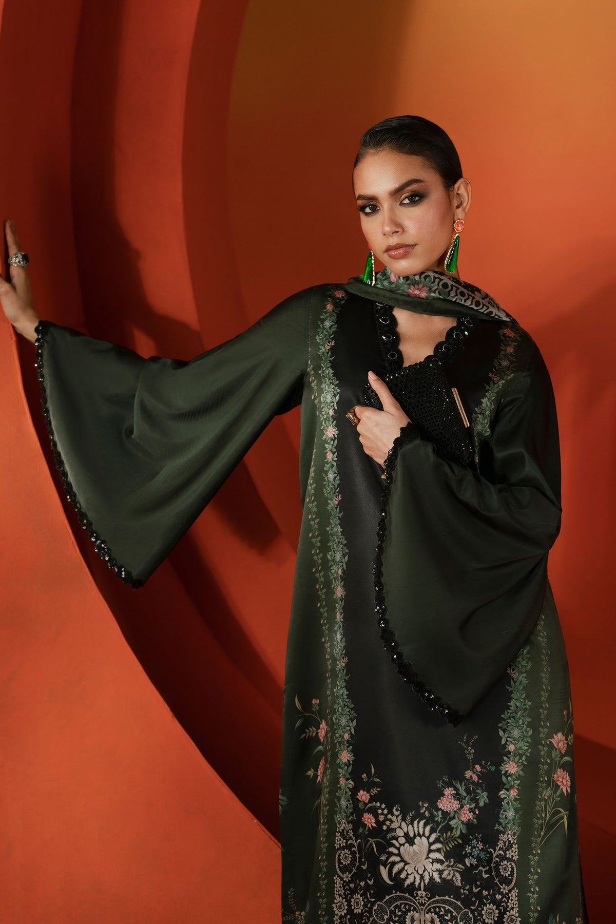 Maria B | Luxury Pret Pre Fall | MPS-EF26-06R1-Green - Luxury Dress - available at Maria Faisal in UK and USA.