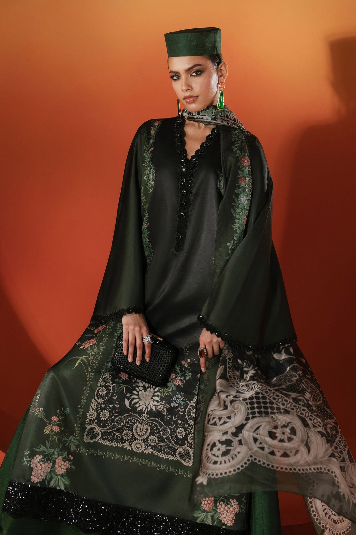 Maria B | Luxury Pret Pre Fall | MPS-EF26-06R1-Green - Luxury Dress - available at Maria Faisal in UK and USA.