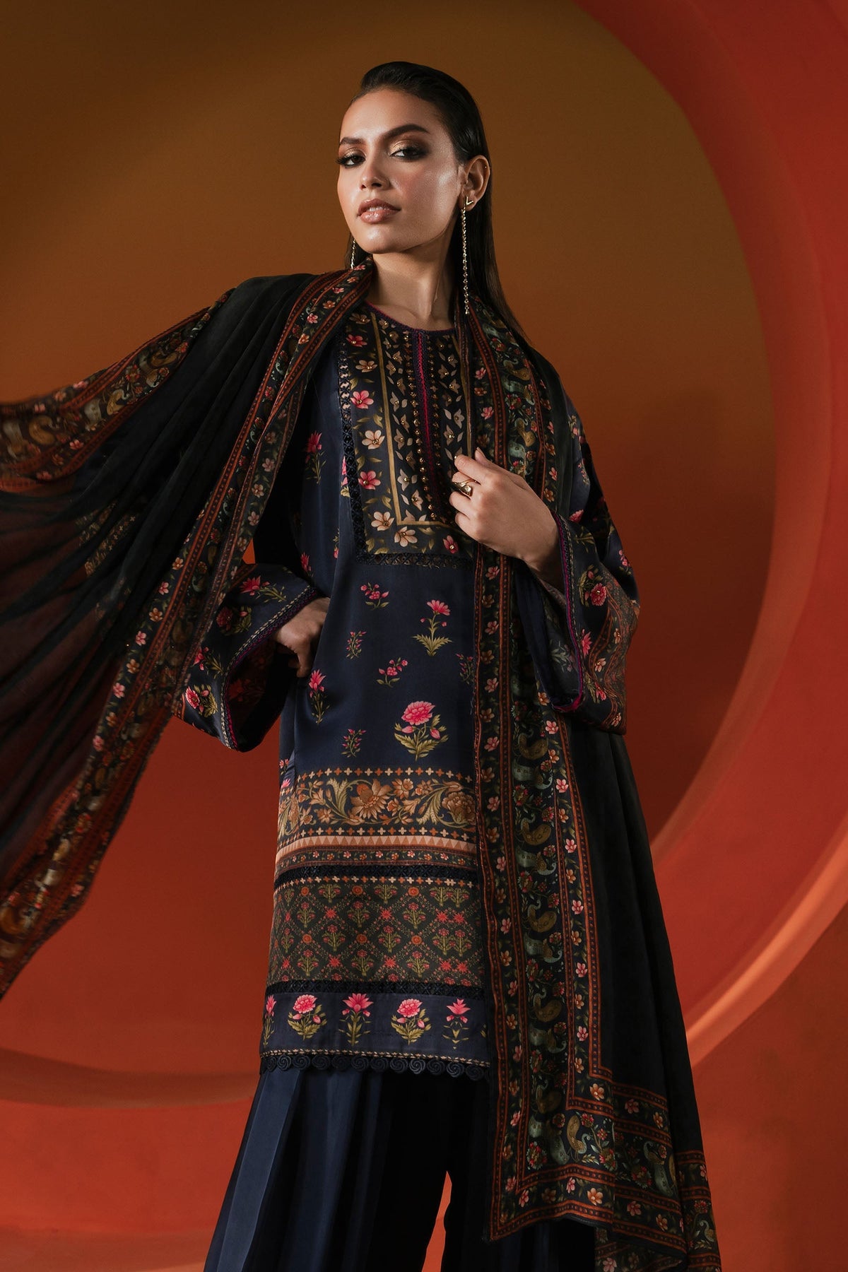 Maria B | Luxury Pret Pre Fall | MPS-EF26-07R1-Blue - Luxury Dress - available at Maria Faisal in UK and USA.