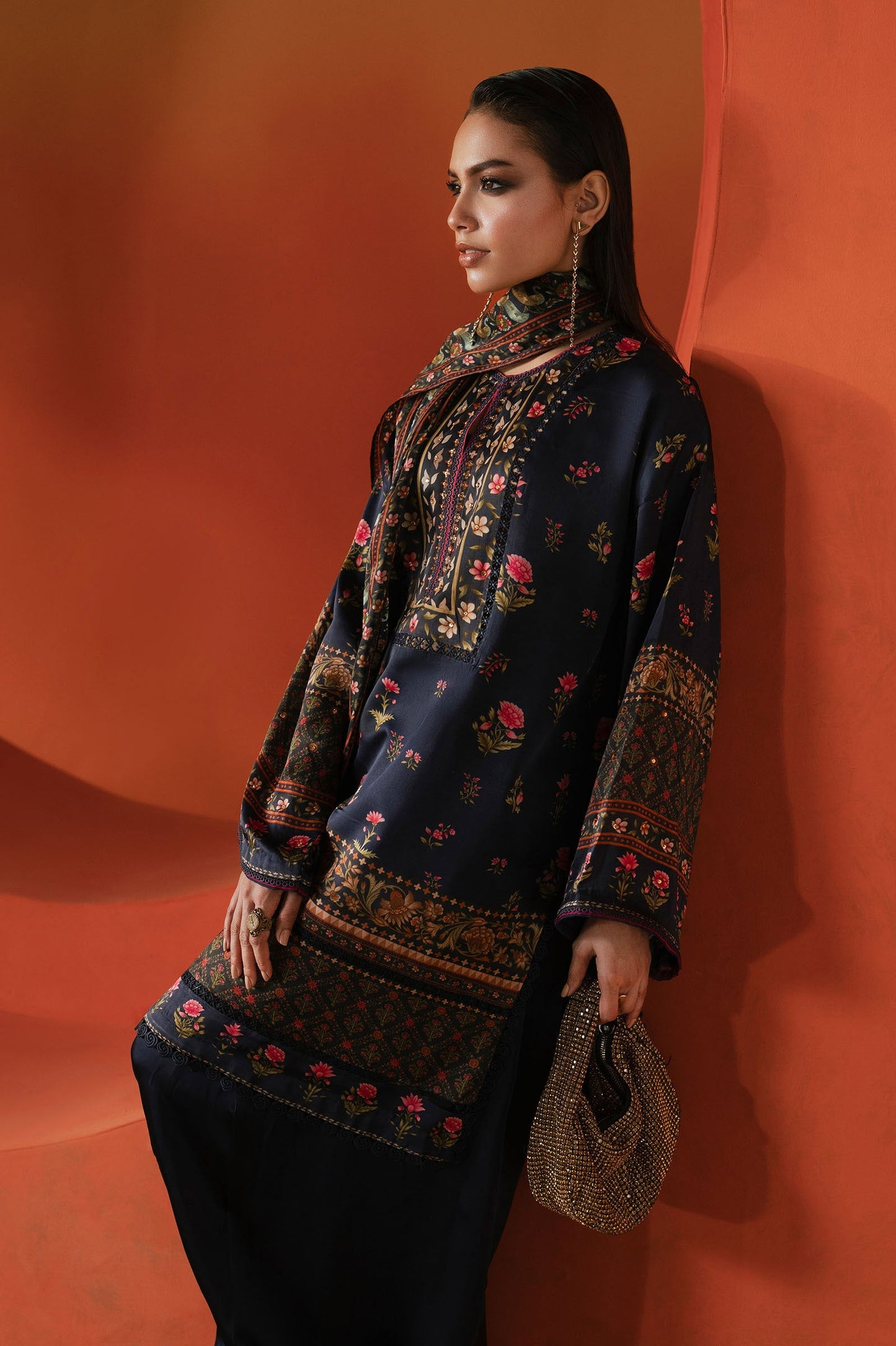 Maria B | Silk Prints | Satin Silk Suit SS-05 - Luxury Dress - available at Maria Faisal in UK and USA.