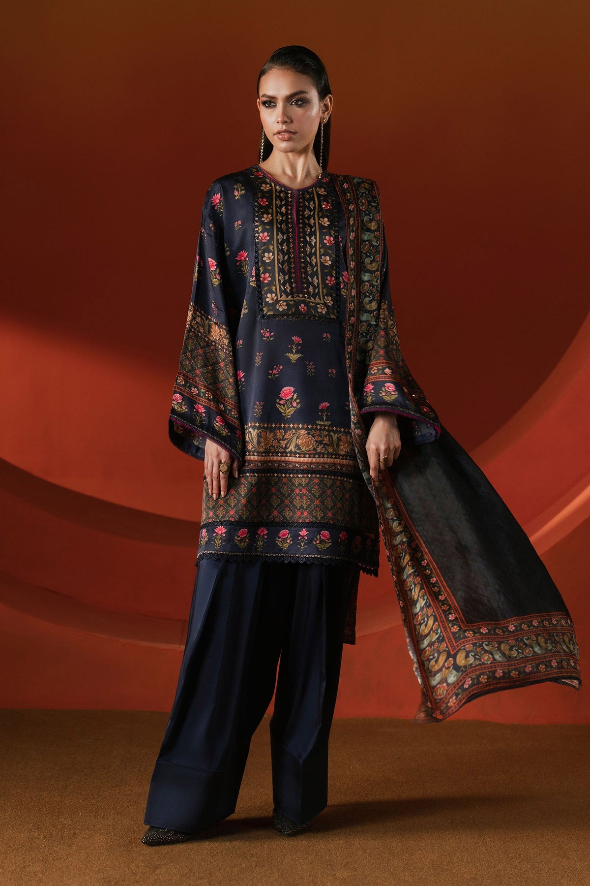 Maria B | Luxury Pret Pre Fall | MPS-EF26-07R1-Blue - Luxury Dress - available at Maria Faisal in UK and USA.