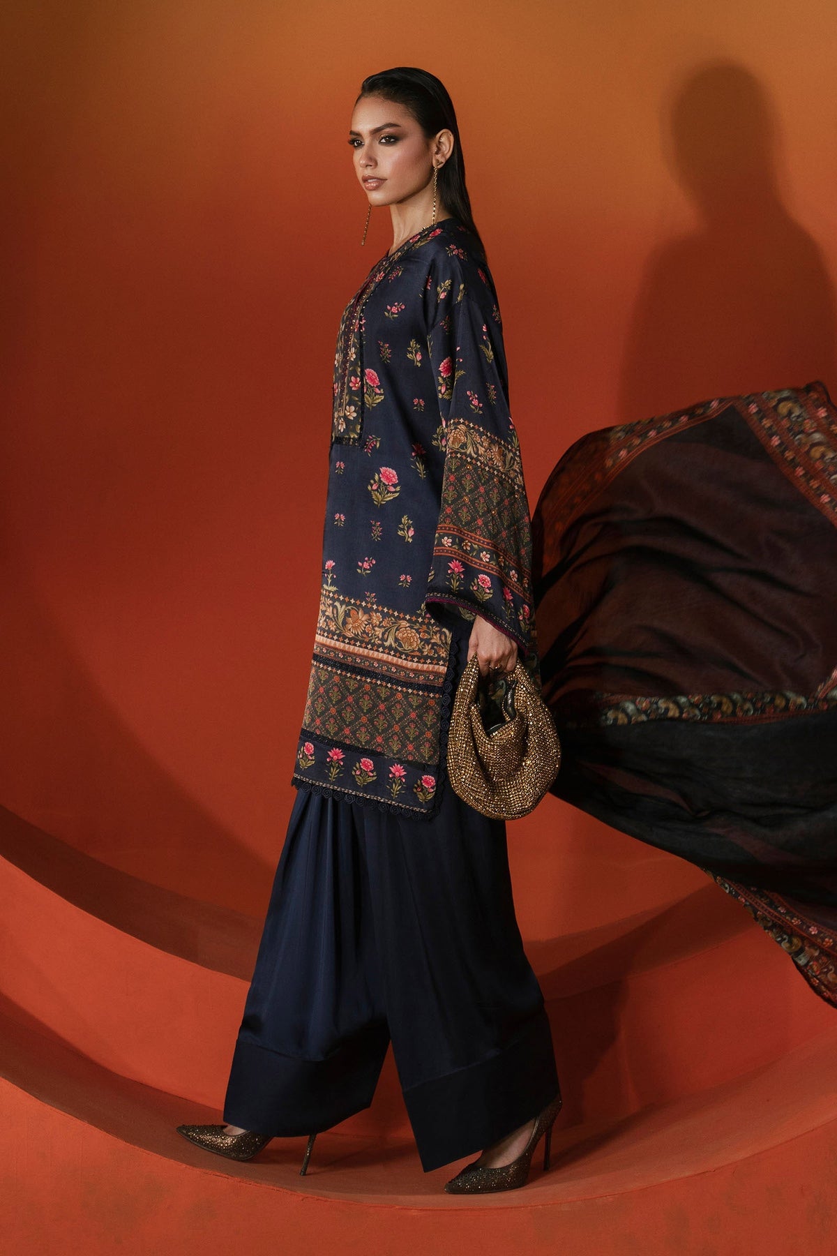 Maria B | Luxury Pret Pre Fall | MPS-EF26-07R1-Blue - Luxury Dress - available at Maria Faisal in UK and USA.