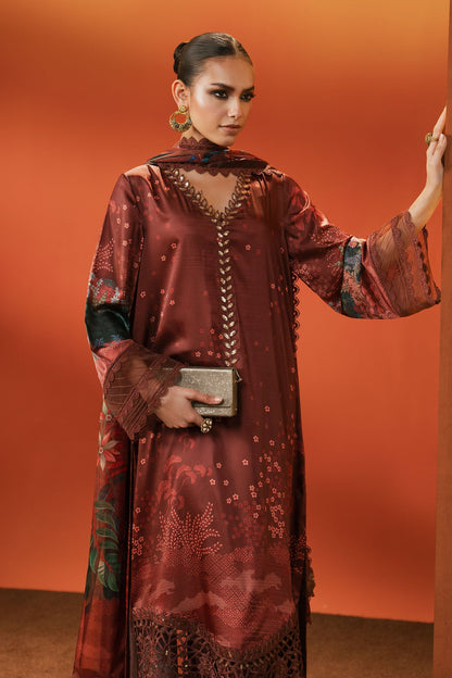 Maria B | Luxury Pret Pre Fall | MPS-EF26-08R1-Maroon - Luxury Dress - available at Maria Faisal in UK and USA.