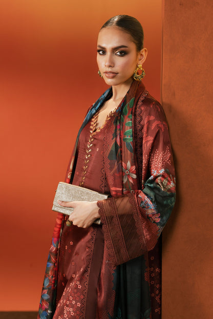 Maria B | Luxury Pret Pre Fall | MPS-EF26-08R1-Maroon - Luxury Dress - available at Maria Faisal in UK and USA.