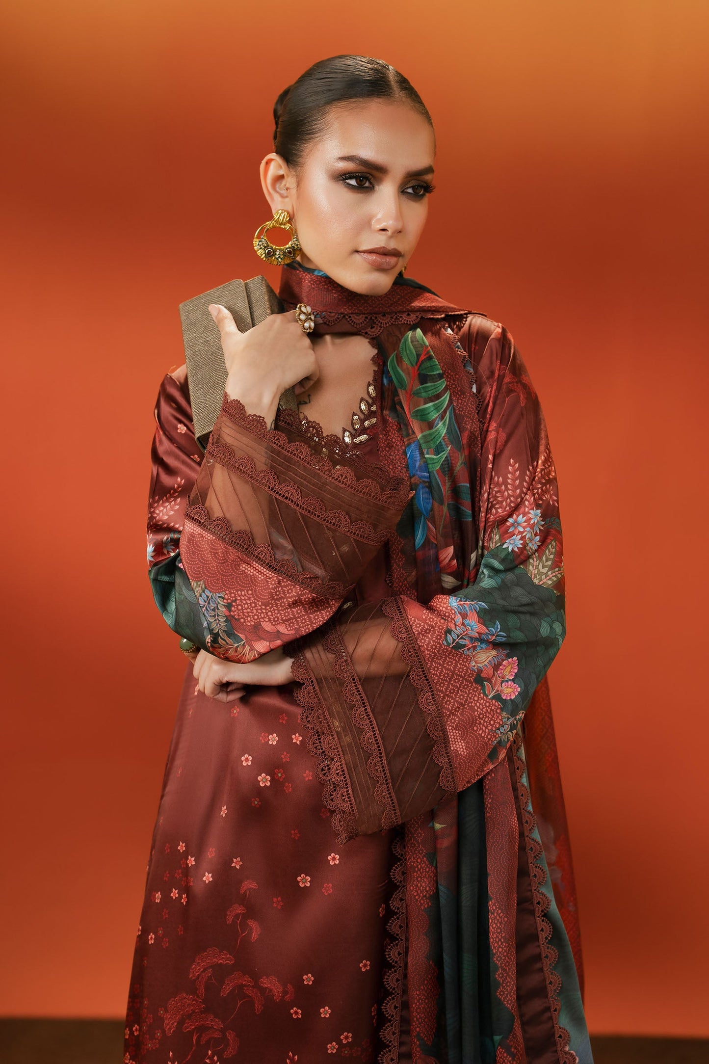 Maria B | Eid Collection 2026 | Mps-Ef26-08 Maroon - Luxury Dress - available at Maria Faisal in UK and USA.