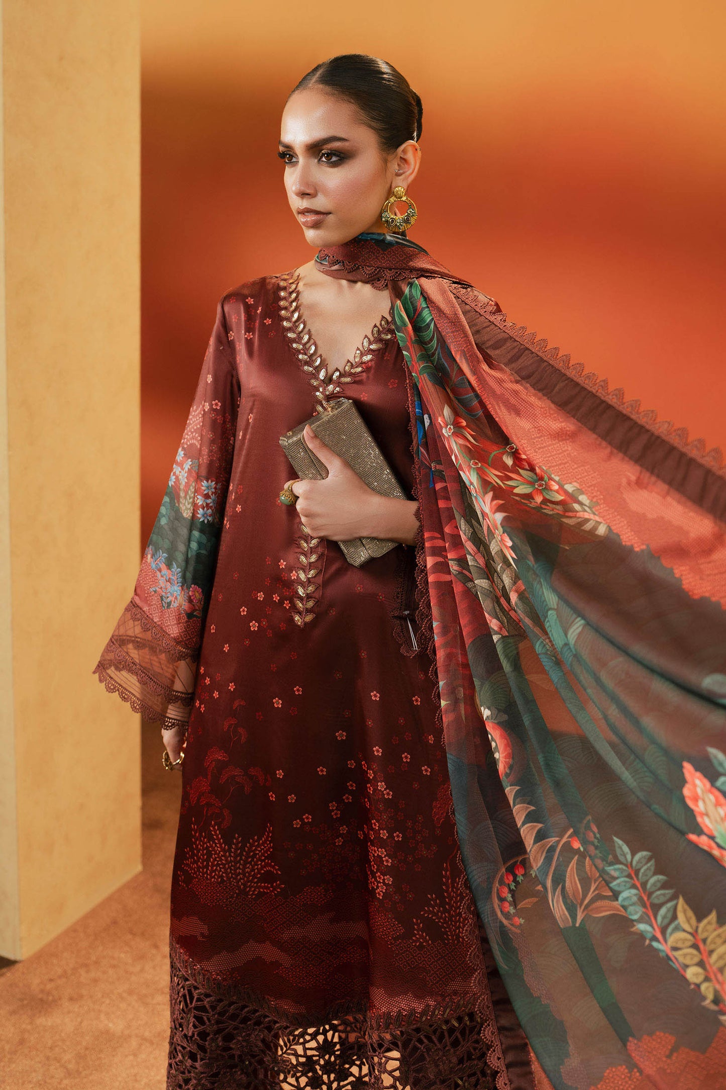 Maria B | Eid Collection 2026 | Mps-Ef26-08 Maroon - Luxury Dress - available at Maria Faisal in UK and USA.