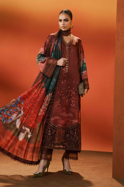 Maria B | Luxury Pret Pre Fall | MPS-EF26-08R1-Maroon - Luxury Dress - available at Maria Faisal in UK and USA.