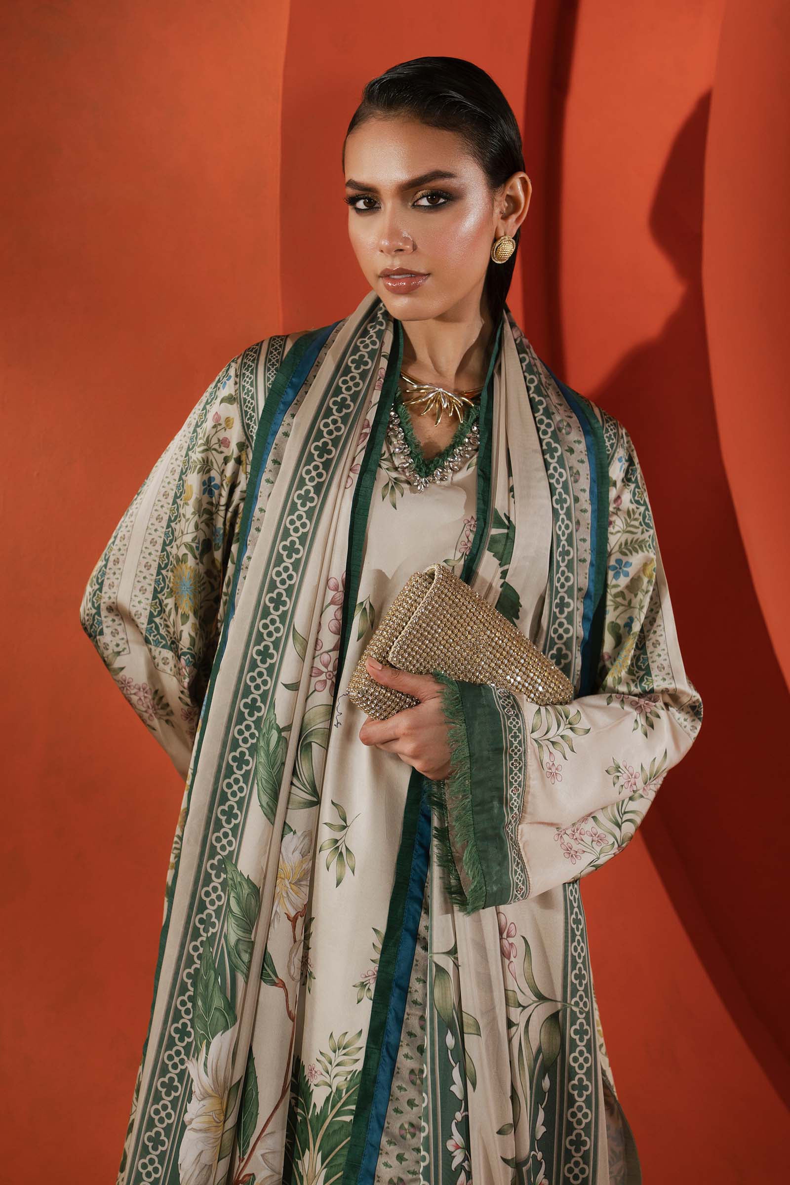 Maria B | Silk Prints | Satin Silk Suit SS-06 - Luxury Dress - available at Maria Faisal in UK and USA.