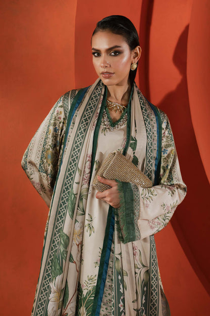 Maria B | Luxury Pret Pre Fall | MPS-EF26-10R1-Beige and Green - Luxury Dress - available at Maria Faisal in UK and USA.