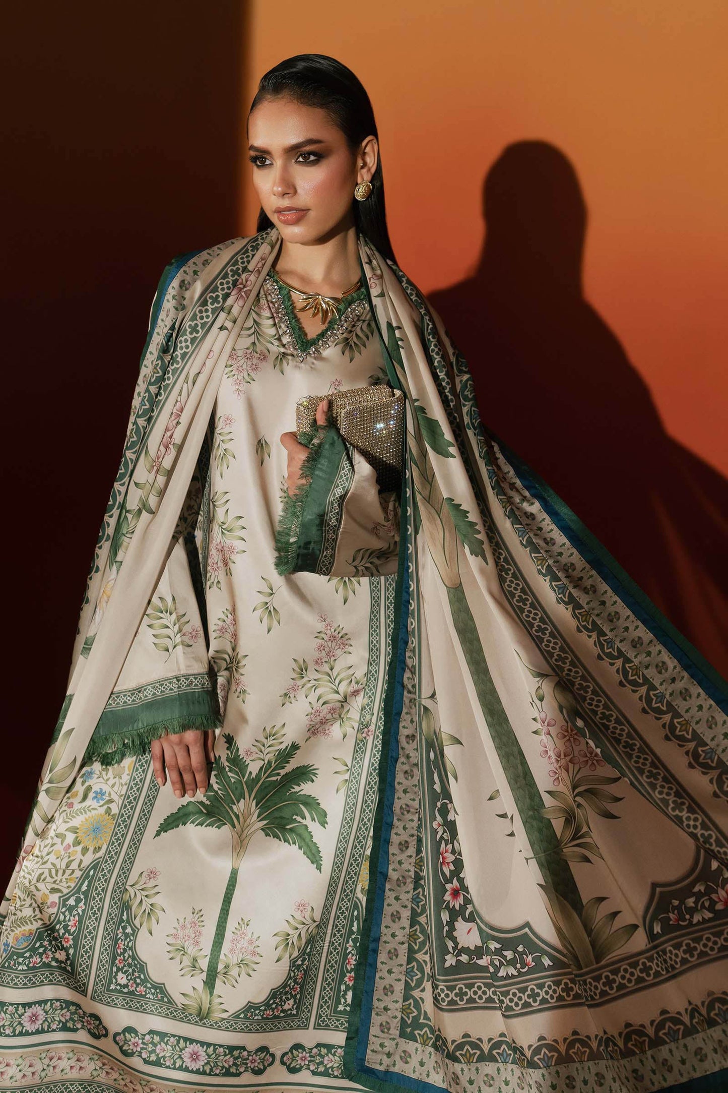 Maria B | Eid Collection 2026 | Mps-Ef26-10 Beige And Green - Luxury Dress - available at Maria Faisal in UK and USA.