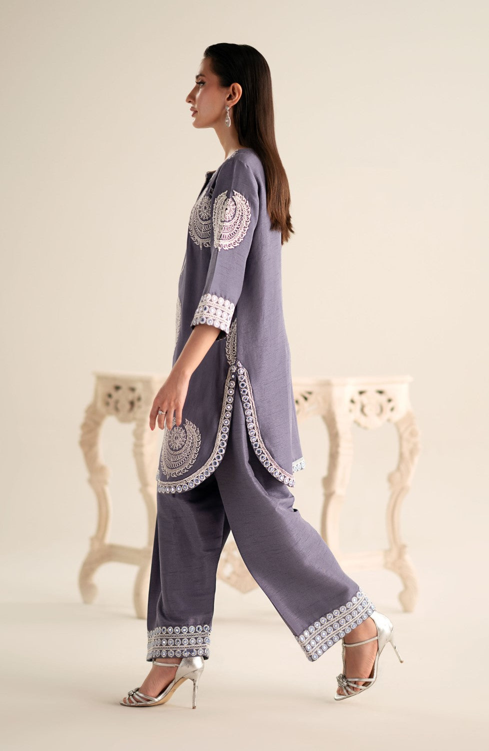 Maryum N Maria | Lagom Ready to Wear | ORCHID - MS-24218 - Designer Dress with Intricate embroidery and embellishments. Shop elegent wedding dress at Maria Faisal.