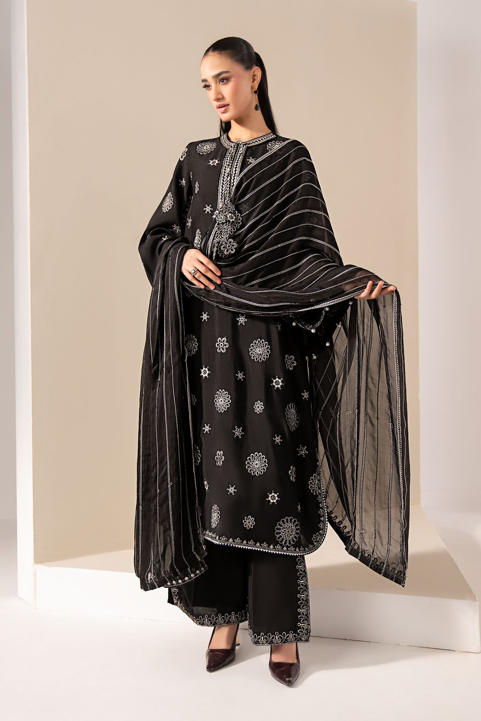 Maria B | Eid Collection 2026 | Mst-Ef26-08 Black - Luxury Dress - available at Maria Faisal in UK and USA.