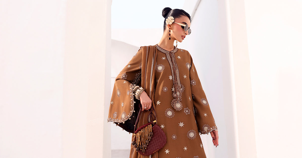 Maria B | Eid Collection 2026 | Mst-Ef26-08 Brown - Luxury Dress - available at Maria Faisal in UK and USA.