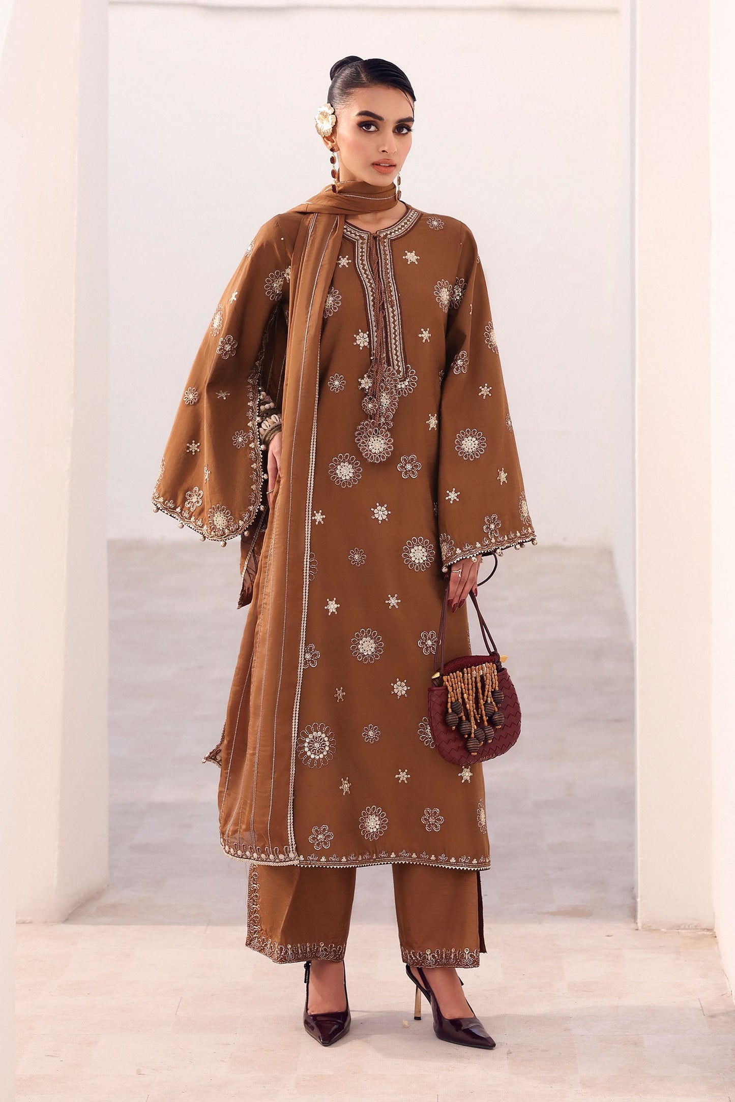 Maria B | Eid Collection 2026 | Mst-Ef26-08 Brown - Luxury Dress - available at Maria Faisal in UK and USA.